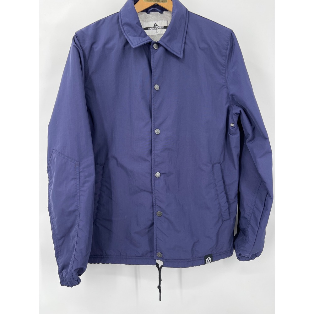 American Giant‎ Coaches Jacket Womens S  Blue Nylon Cotton Lined USA Windbreaker